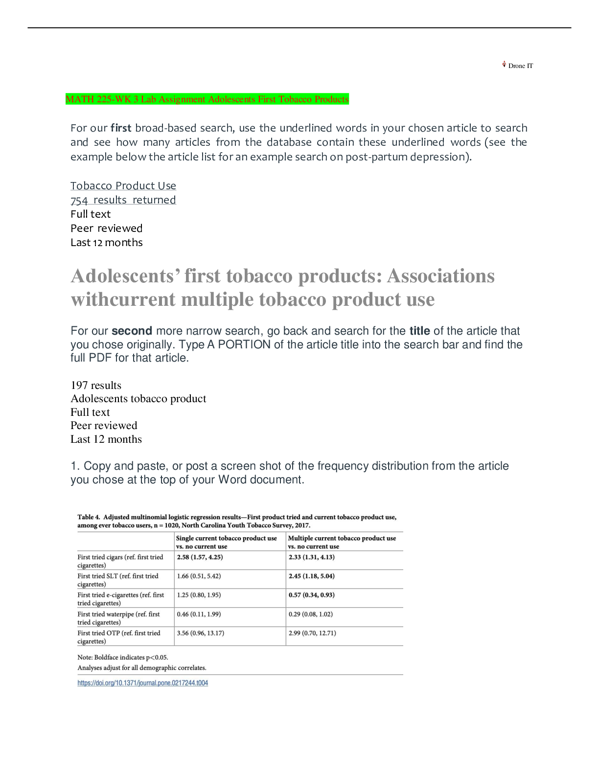 Preview image for |SOLVED| WK 3 Lab Assignment Adolescents First Tobacco Products - MATH-225: Statistical Reasoning for the Health Sciences-Questions and Answers